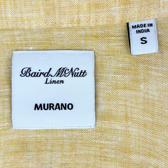 Baird McNutt 100% Linen Yellow Woven Murano Short Sleeve Button-Up Shirt - Picture 6 of 8
